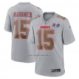 Camiseta NFL Game Kansas City Chiefs Patrick Mahomes Super Bowl LVIII Patch Atmosphere Fashion Gris