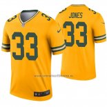 Camiseta NFL Legend Green Bay Packers 33 Aaron Jones Inverted Oro