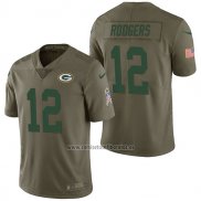 Camiseta NFL Limited Green Bay Packers 12 Aaron Rodgers 2017 Salute To Service Verde