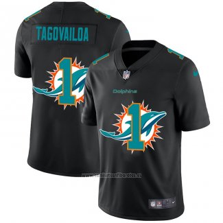 Camiseta NFL Limited Miami Dolphins Tagovailoa Logo Dual Overlap Negro