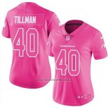 Camiseta NFL Limited Mujer Arizona Cardinals 40 Pat Tillman Rosa Stitched Rush Fashion