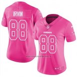 Camiseta NFL Limited Mujer Dallas Cowboys 88 Michael Irvin Rosa Stitched Rush Fashion