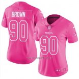 Camiseta NFL Limited Mujer New England Patriots 90 Malcom Brown Rosa Stitched Rush Fashion