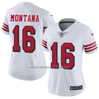 Camiseta NFL Limited Nino San Francisco 49ers 16 Joe Montana Blanco Rush Stitched Vapor Untouchable