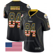 Camiseta NFL Limited Pittsburgh Steelers Brown Rush USA Flag Negro