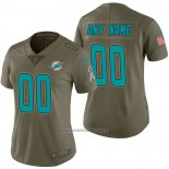 Camiseta NFL Limited Mujer Miami Dolphins Personalizada 2017 Salute To Service Verde