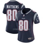 Camiseta NFL Limited Mujer New England Patriots 80 Jordan Matthews Azul Stitched Vapor Untouchable
