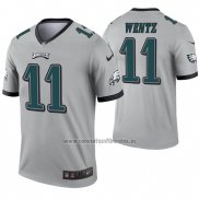 Camiseta NFL Legend Philadelphia Eagles 11 Carson Wentz Inverted Gris