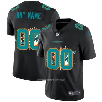 Camiseta NFL Limited Miami Dolphins Personalizada Logo Dual Overlap Negro
