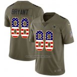 Camiseta NFL Limited Mujer Dallas Cowboys 88 Dez Bryant Verde USA Flag Stitched 2017 Salute To Service