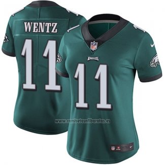 Camiseta NFL Limited Mujer Philadelphia Eagles 11 Wentz Verde