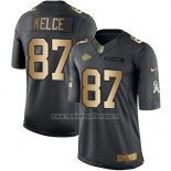Camiseta NFL Gold Anthracite Kansas City Chiefs Kelce Salute To Service 2016 Negro