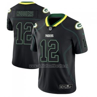 Camiseta NFL Limited Green Bay Packers Aaron Rodgers Negro Color Rush 2018 Lights Out