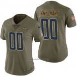 Camiseta NFL Limited Mujer Los Angeles Chargers Personalizada 2017 Salute To Service Verde