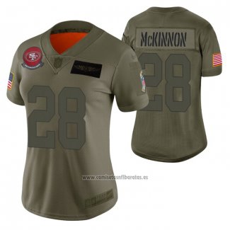 Camiseta NFL Limited Mujer San Francisco 49ers Jerick Mckinnon 2019 Salute To Service Verde