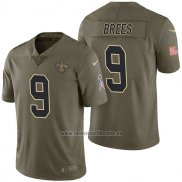 Camiseta NFL Limited New Orleans Saints 9 Drew Brees 2017 Salute To Service Verde