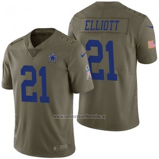 Camiseta NFL Limited Dallas Cowboys 21 Ezekiel Elliott 2017 Salute To Service Verde