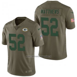 Camiseta NFL Limited Green Bay Packers 52 Clay Matthews 2017 Salute To Service Verde