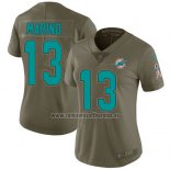 Camiseta NFL Limited Mujer Miami Dolphins 13 Dan Marino Verde Stitched 2017 Salute To Service