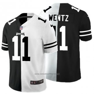 Camiseta NFL Limited Philadelphia Eagles Wentz Black White Split