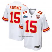 Camiseta NFL Game Kansas City Chiefs Patrick Mahomes Super Bowl LVII Patch Segunda Blanco