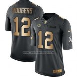 Camiseta NFL Gold Anthracite Green Bay Packers Rodgers Salute To Service 2016 Negro