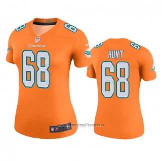 Camiseta NFL Legend Mujer Miami Dolphins Robert Hunt Naranja Color Rush