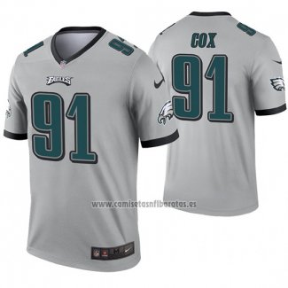 Camiseta NFL Legend Philadelphia Eagles 91 Fletcher Cox Inverted Gris