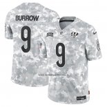 Camiseta NFL Limited Cincinnati Bengals Joe Burrow 2024 Salute To Service Gris