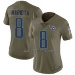 Camiseta NFL Limited Mujer Tennessee Titans 8 Marcus Mariota Verde Stitched 2017 Salute To Service