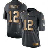 Camiseta NFL Gold Anthracite New England Patriots Brady Salute To Service 2016 Negro
