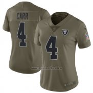 Camiseta NFL Limited Mujer Las Vegas Raiders 4 Carr 2017 Salute To Service Verde