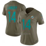 Camiseta NFL Limited Mujer Miami Dolphins 14 Landry 2017 Salute To Service Verde