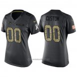 Camiseta NFL Limited Mujer New England Patriots Personalizada 2016 Salute To Service Negro