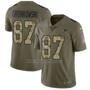 Camiseta NFL Limited New England Patriots 87 Rob Gronkowski Verde Stitched 2017 Salute To Service