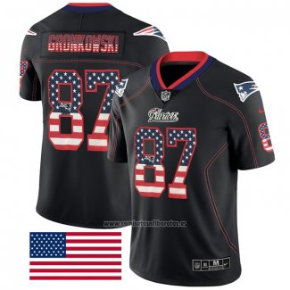 Camiseta NFL Limited New England Patriots Rob Gronkowski Rush USA Flag Negro