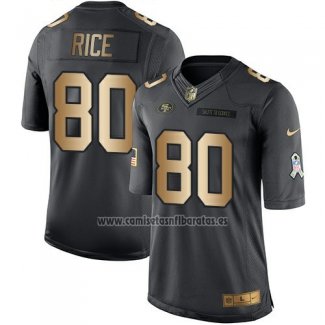 Camiseta NFL Gold Anthracite San Francisco 49ers Rice Salute To Service 2016 Negro