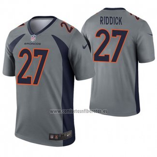 Camiseta NFL Legend Denver Broncos 27 Theo Riddick Inverted Gris