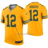 Camiseta NFL Legend Green Bay Packers 12 Aaron Rodgers Inverted Oro