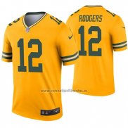 Camiseta NFL Legend Green Bay Packers 12 Aaron Rodgers Inverted Oro