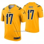 Camiseta NFL Legend Los Angeles Chargers 17 Philip Rivers Inverted Oro