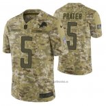 Camiseta NFL Limited Detroit Lions 5 Matt Prater 2018 Salute To Service Camuflaje