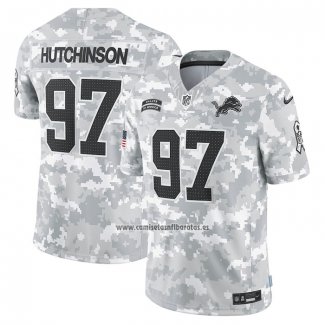 Camiseta NFL Limited Detroit Lions Aidan Hutchinson 2024 Salute To Service Gris