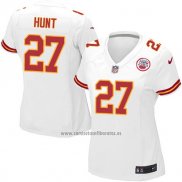 Camiseta NFL Limited Mujer Kansas City Chiefs 27 Kareem Hunt Blanco