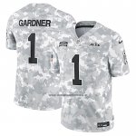 Camiseta NFL Limited New York Jets Sauce Gardner 2024 Salute To Service Gris