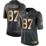 Camiseta NFL Gold Anthracite Green Bay Packers Nelson Salute To Service 2016 Negro