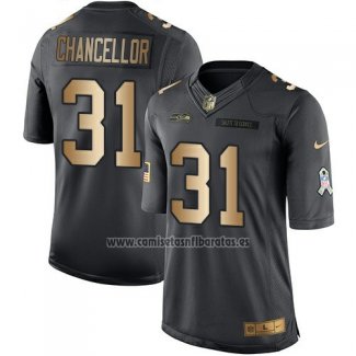 Camiseta NFL Gold Anthracite Seattle Seahawks Chancellor Salute To Service 2016 Negro