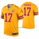 Camiseta NFL Legend Kansas City Chiefs 17 Mecole Hardman Inverted Oro