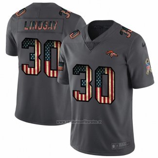 Camiseta NFL Limited Denver Broncos Lindsay Retro Flag Negro