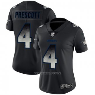 Camiseta NFL Limited Mujer Dallas Cowboys Prescott Smoke Fashion Negro